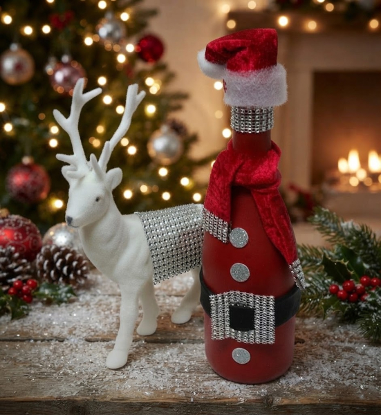Große Sektflasche im Nikolaus-Design